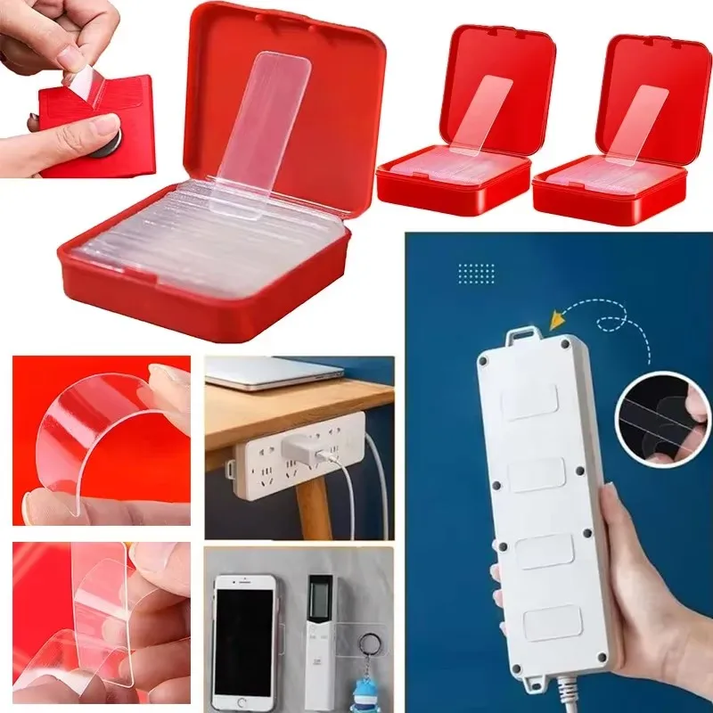 1/2/3/4/6 صندوق متعدد الوظائف شريط لاصق على الوجهين مقاوم للماء قابل للإزالة قابلة لإعادة الاستخدام تصاعد الشريط للجدران بلاط الخشب البلاستيك #1