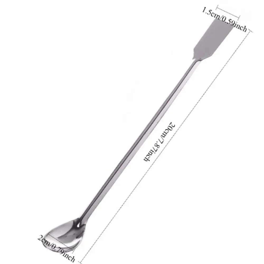 10PCS 2 in 1 Stainless Steel Lab Spoon Spatula/Laboratory Sampling Spoon Mixing Spatula