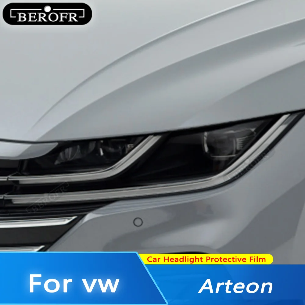 

For Volkswagen VW Arteon CC 2018-2021 R Line Auto Transparent Car Headlight Protector Film Anti-scratch Smoke Black TPU Sticker