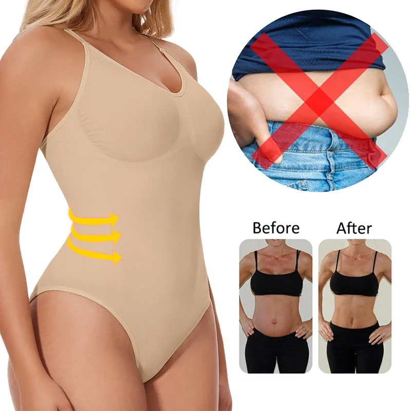 Women Bodysuits Shapewear V-Neck Tummy Control Butt Lifter Corset Tank Tops Abdomen Slimming Waist Trainer Shapers Underwear