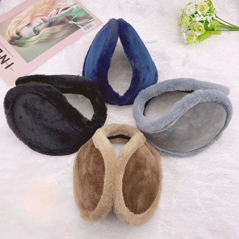 Aquecedor de ouvido macio para homens e mulheres, moda à prova de frio, Earmuffs grossos monocromáticos, proteção Earflap, luxuoso, ao ar livre, inverno