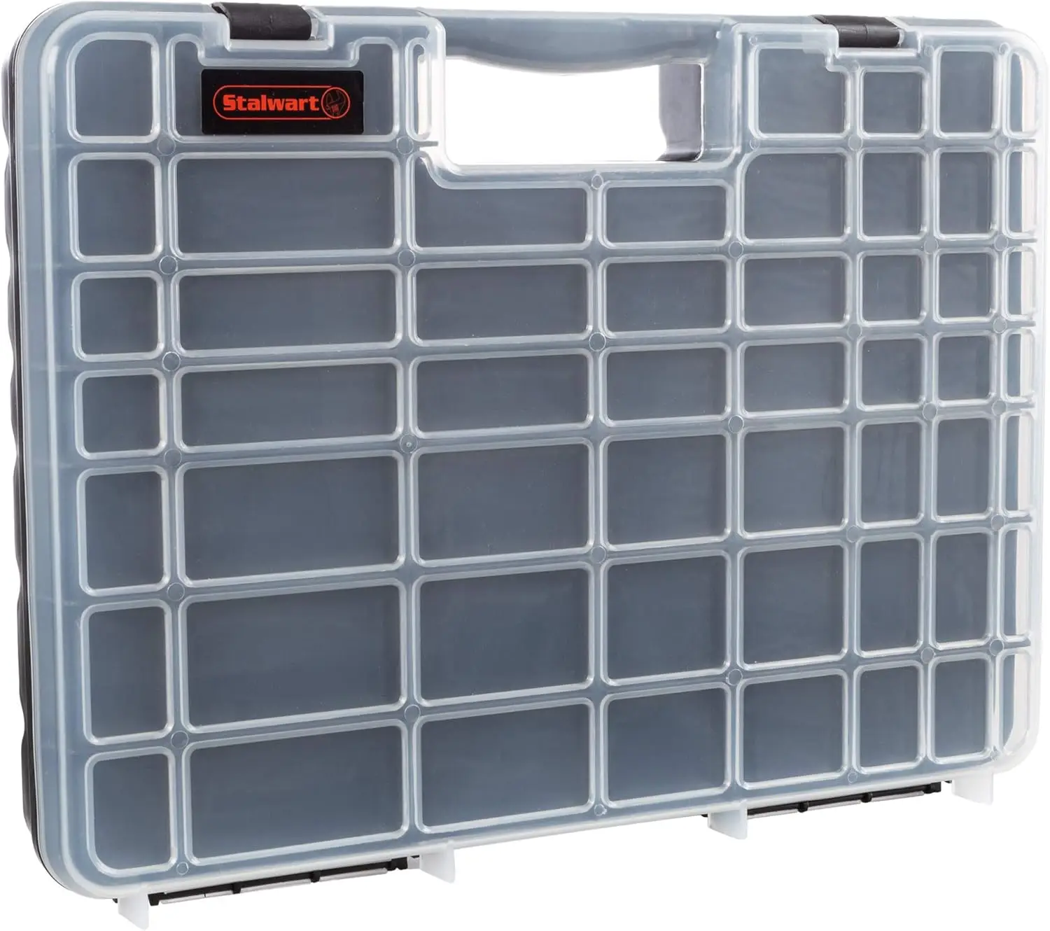 

Portable Storage Case with 55 Small Bins, Secure Latches - Hardware Organizer for Screws, Bolts, Nuts, Beads, Jewelry, Black