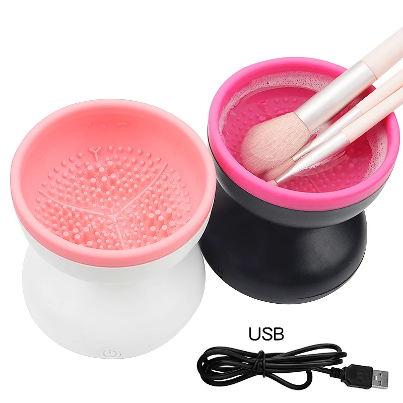 Máquina limpiadora de brochas de maquillaje eléctrica, portátil, automática, USB, limpiador de brochas cosméticas, herramientas para todos los tamaños, juego de brochas de maquillaje de belleza