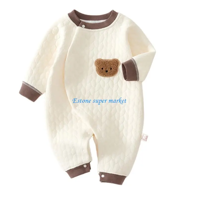 

090B Baby Jumpsuit Long Sleeve Jumpsuit Bodysuit Newborns Boy Girl 3 Layers Romper Autumn Costume Clothes for Infant 0-2 Year