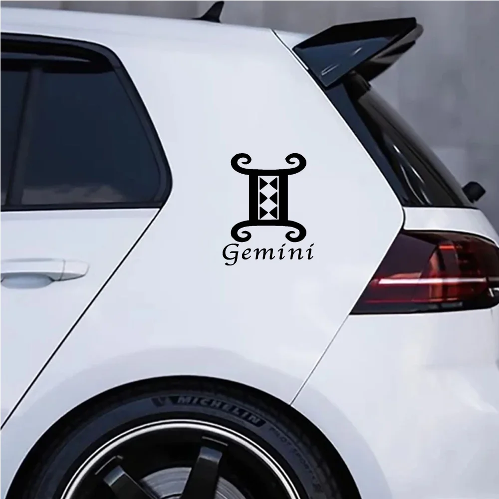 Gemini Harmony on Wheels: Astrological Vinyl Car Stickers & Decals for Windows, Body Those Seeking Galactic Inspiration