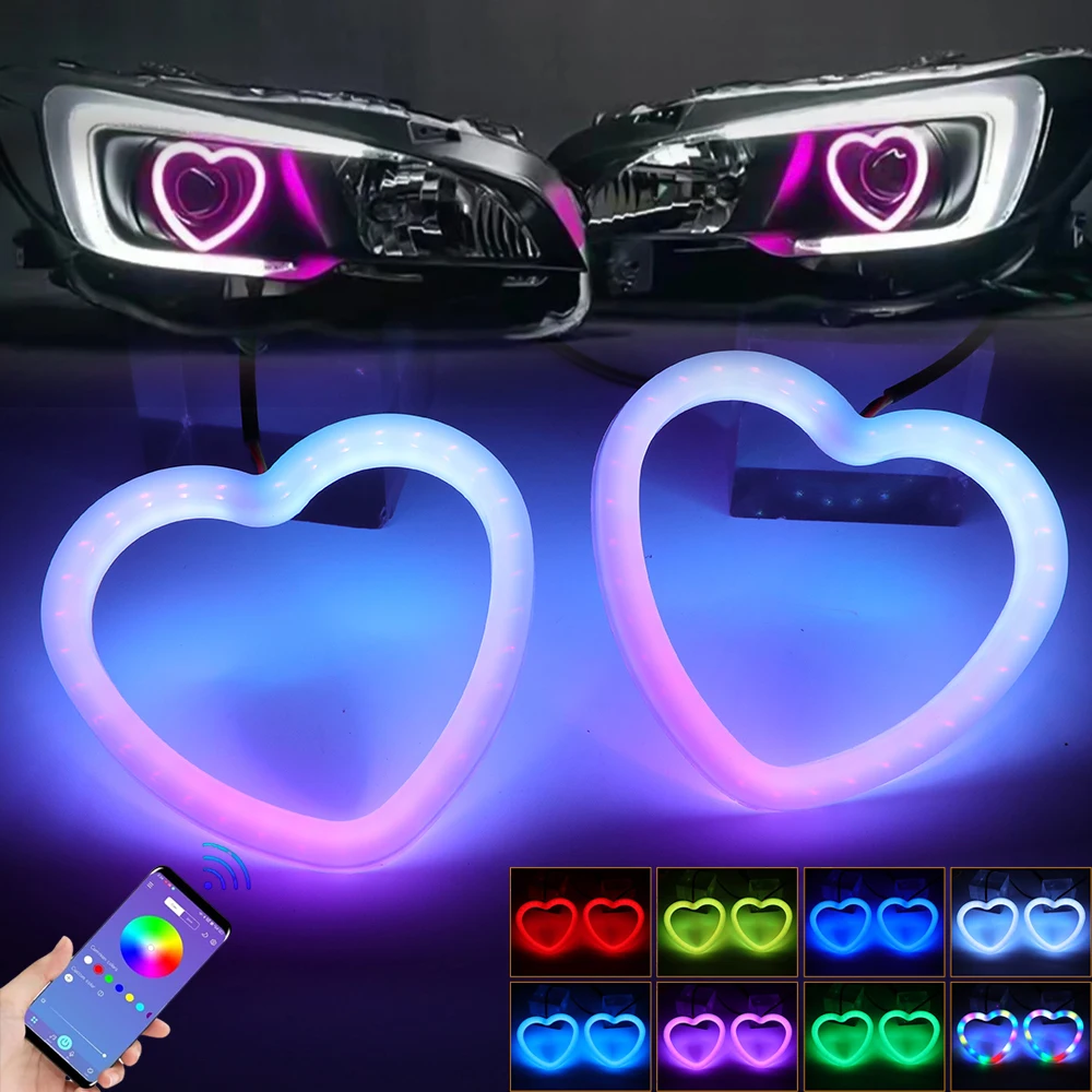 

Хлопковые кольца Angel Eyes RGB 90 мм Halo с янтарным указателем поворота DRL Дневные ходовые огни Светодиодные фары Angel Eyes Управление через приложение
