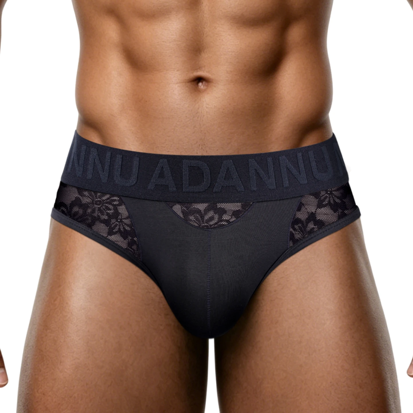 Men's Lightweight Breathable Modal Briefs Underwear Lace Splicing Sexy Hip Raise Comfortable Man Underpants Pure Desire