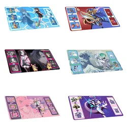 60*35cm Anime Pokemon GAME PTCG Dedicated Card Play Mat Battle Against Trainer Marnie Green Mewtwo Zacia Collectibles Gift Toys