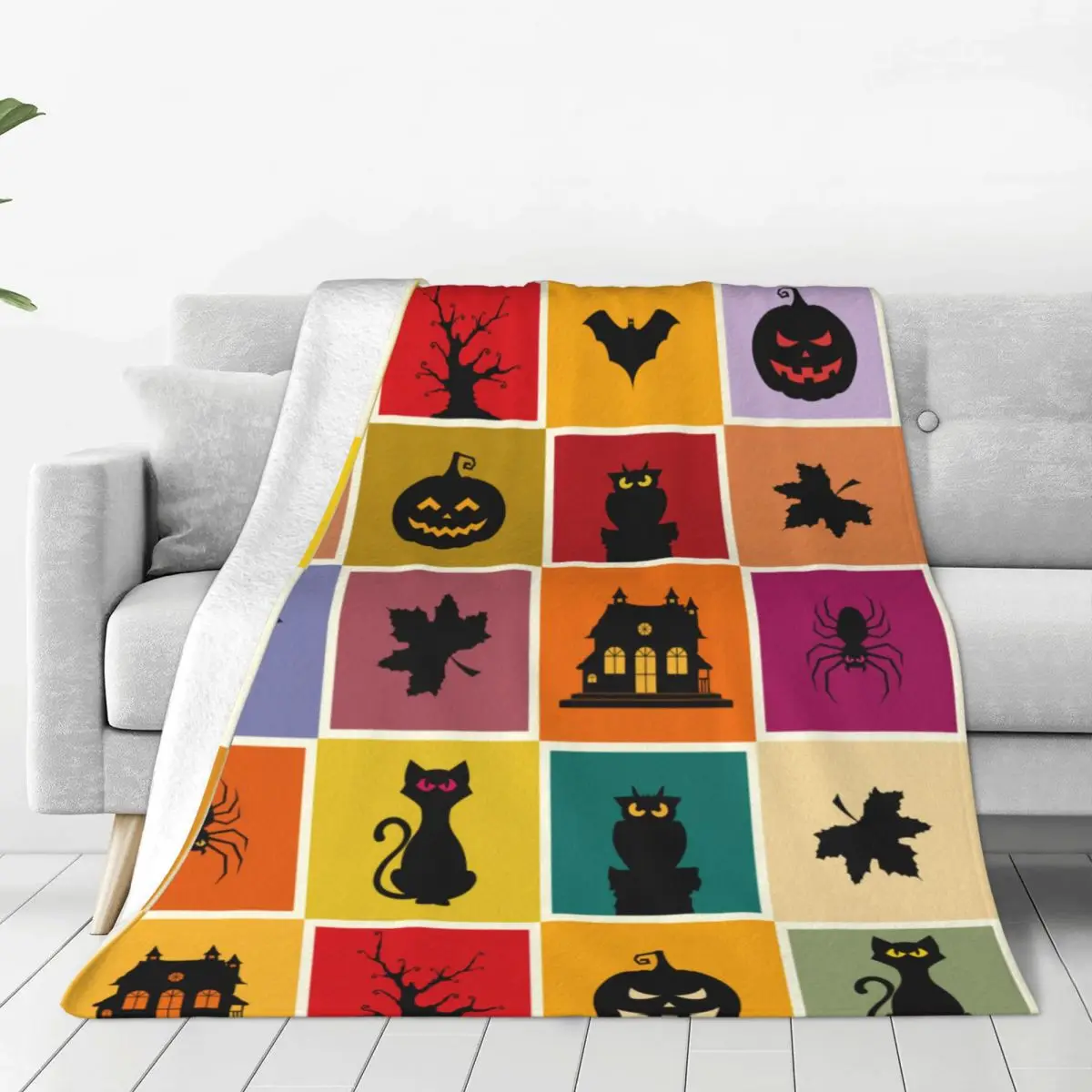 Halloween Party Blankets Pumpkin Magic Castle Cat Owl Spider Fleece Awesome Warm Throw Blankets for Home Spring Autumn