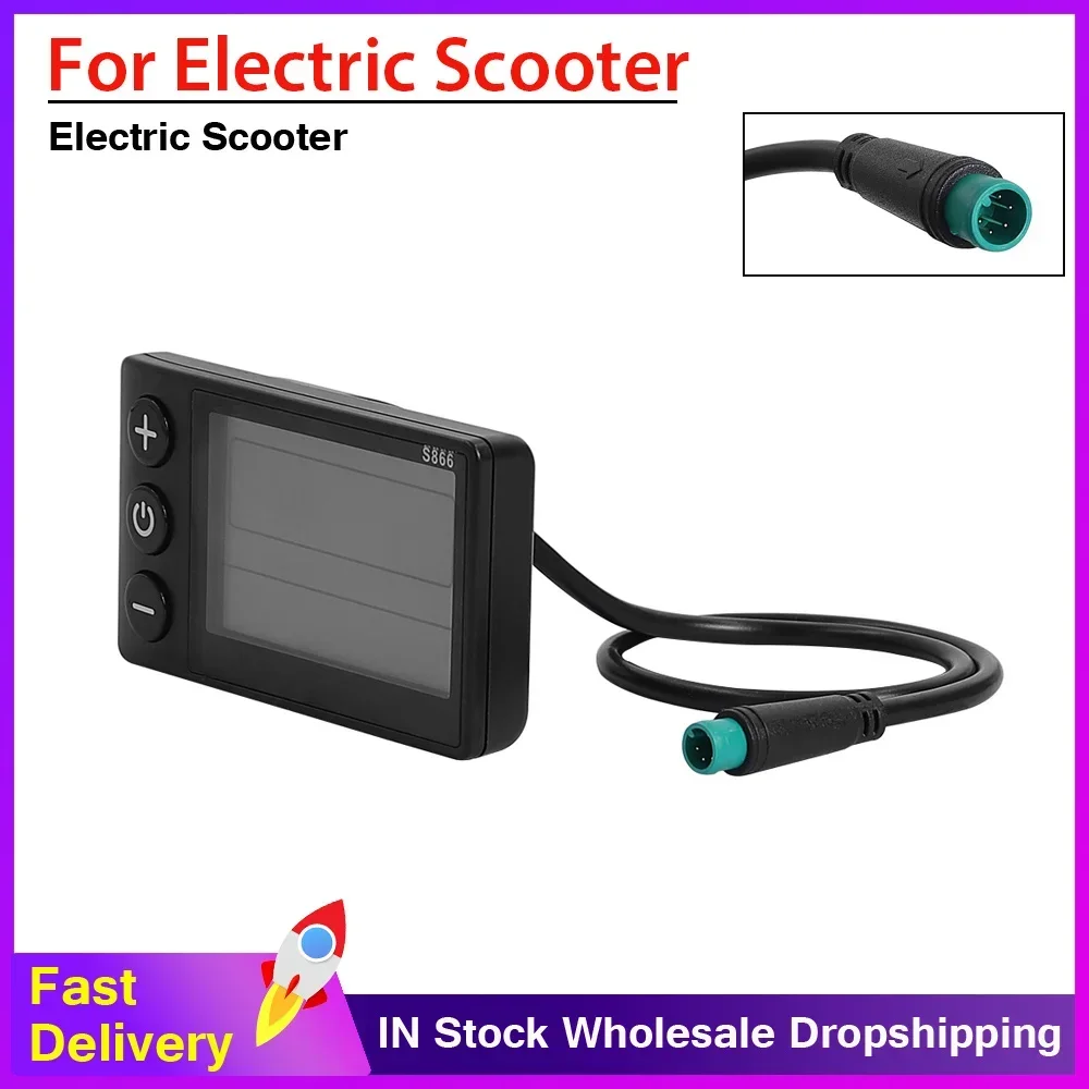 S866 Electric Bike LCD Display Meter 24V 36V 48V Control Panel with Waterproof Plug for Electric Scooter E-Bike Parts