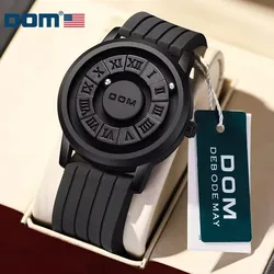 DOM 1345 Men's Quartz Watch Fashion Personality Creative Magnetic Ball Rotating Design Watch Waterproof Men's Simple Watch reloj