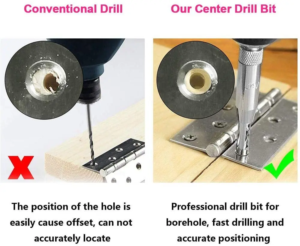 Binoax 7pcs HSS Self Centering Door Window Hinge Twist Wood DIY Drill Bit Hole Puncher