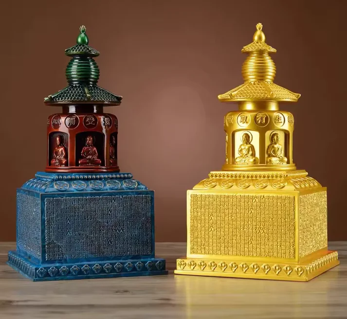 28cm Copper brass Twelve karma Sutra stupa statue sculpture