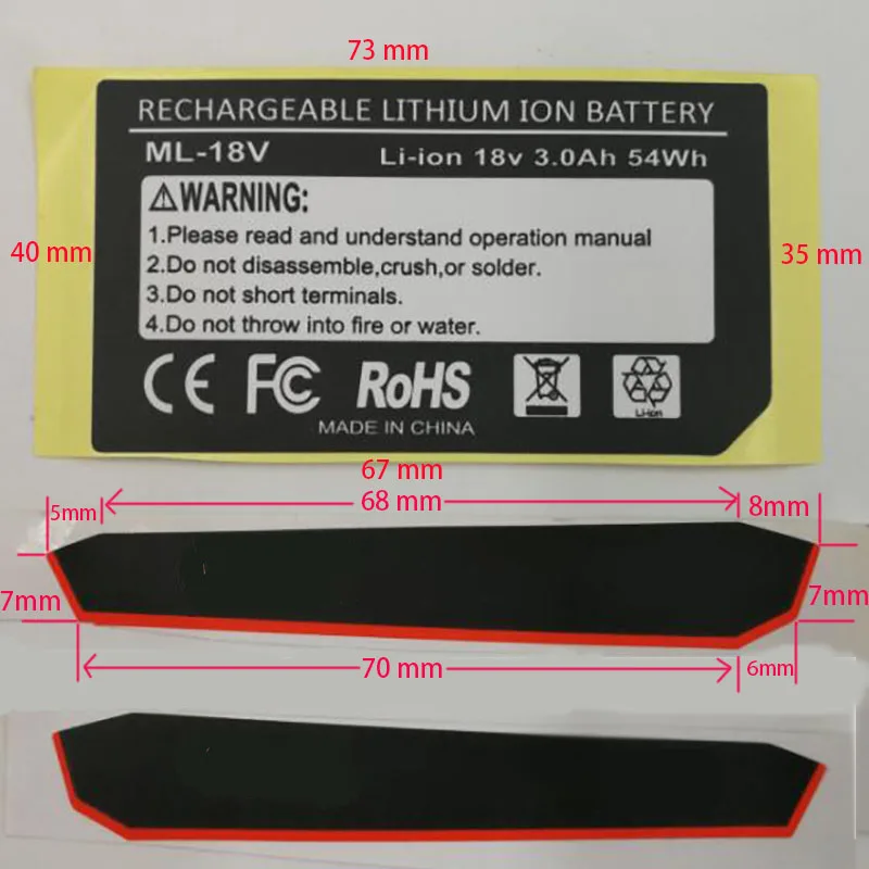 2 conjuntos de bateria de íon-lítio 3ah 6ah 9ah etiqueta adesiva número do modelo identificação de quantidade elétrica para milwaukee 18v para m18