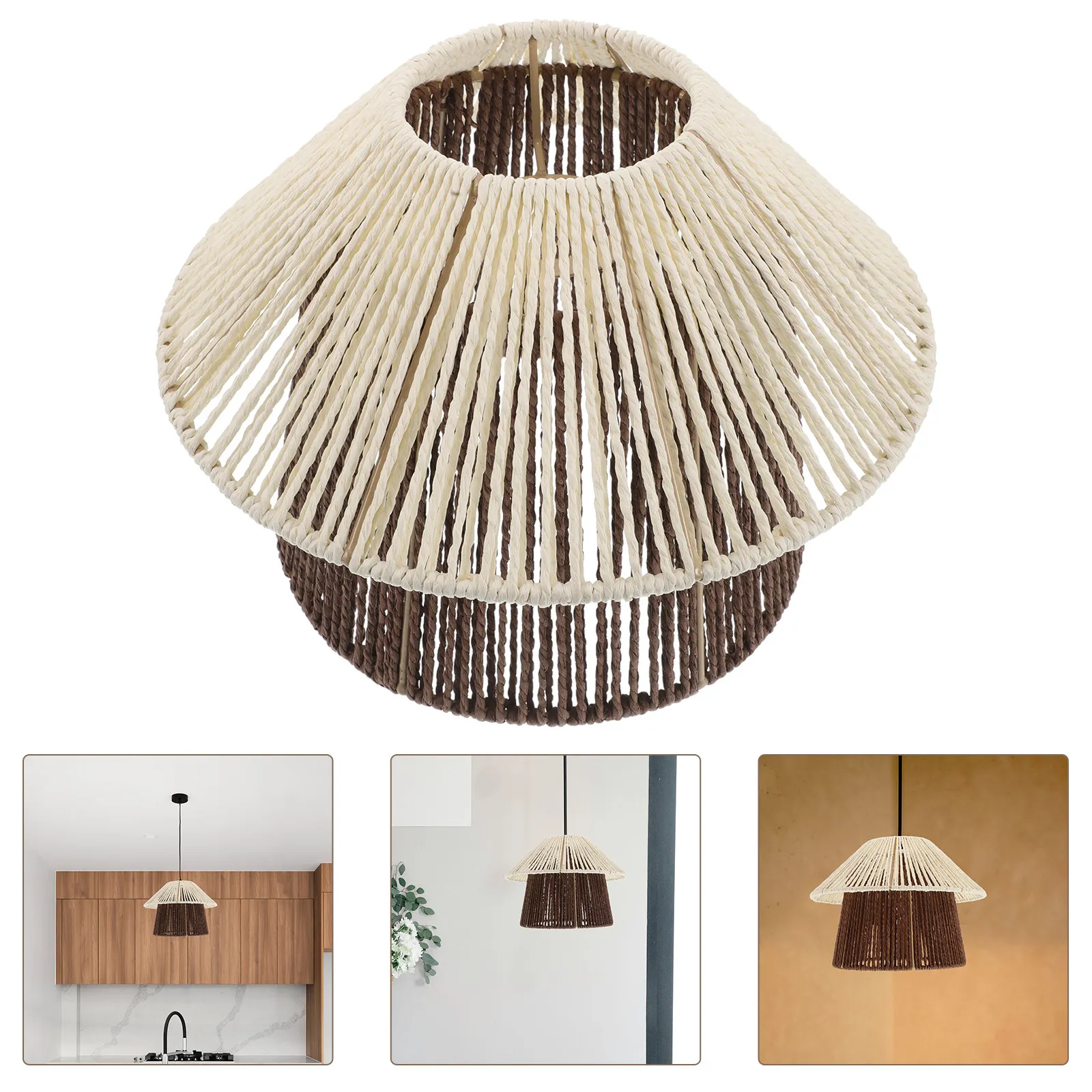 

Плетеный вручную абажур из искусственного ротанга, подвесной светильник из бумажной веревки, декоративный чехол для лампочки, в стиле бохо, минимализм, фермерский стиль