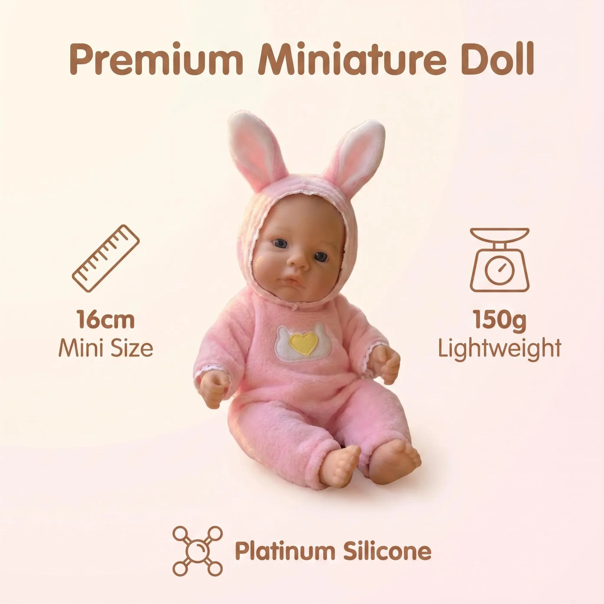 NPK 6inch Reborn Meadow Soft Flexible Elastic Palm Handy Doll Mini Full Solid Platinum Silicone Soft Touch with 3D Painted