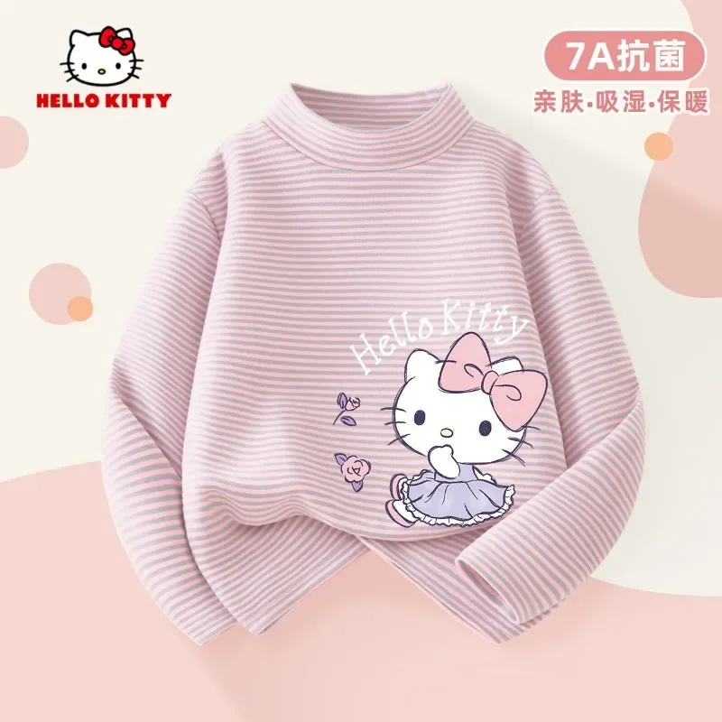 Sanrio Hello Kitty Leggings Periféricos Dos Desenhos Animados para Crianças, Camisa Quente, Menina Bonito Veste, Presente Anime Kawaii, Primavera Outono e Inverno