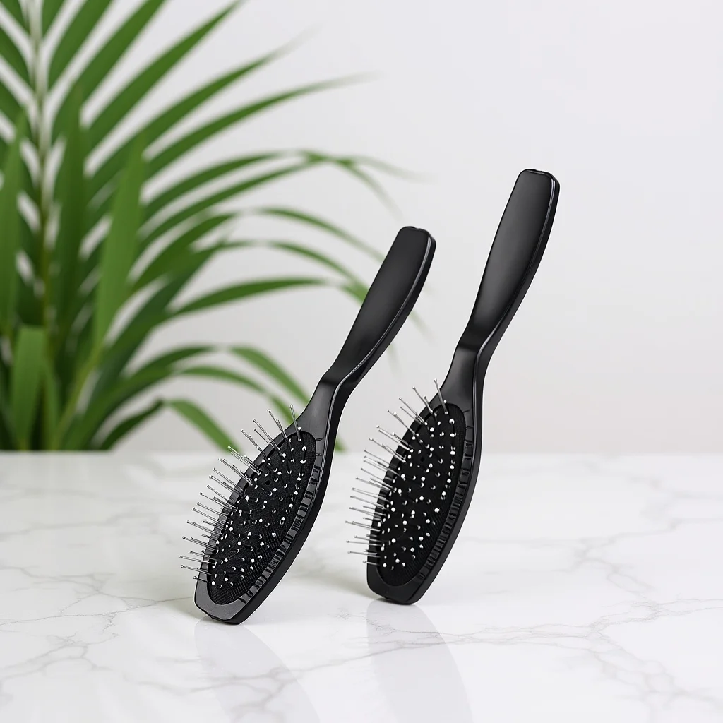 فرشاة سلكية من الفولاذ الاصطناعي لفك تشابك الشعر، فرشاة لطيفة بحجم مناسب للسفر للشعر المستعار المجعد والمستقيم، سلك مضاد للكهرباء الساكنة #6