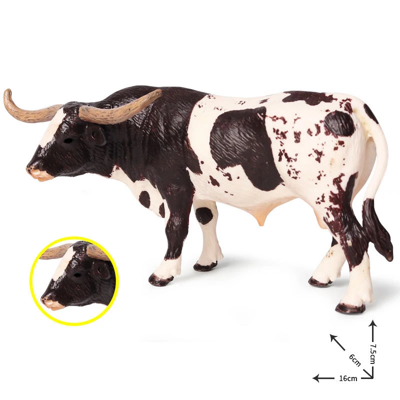 Figuras de acción de animales de ganado, toro Longhorn de Texas de plástico, colección de modelos estáticos bonitos, juguetes de modelos de vaca para niños