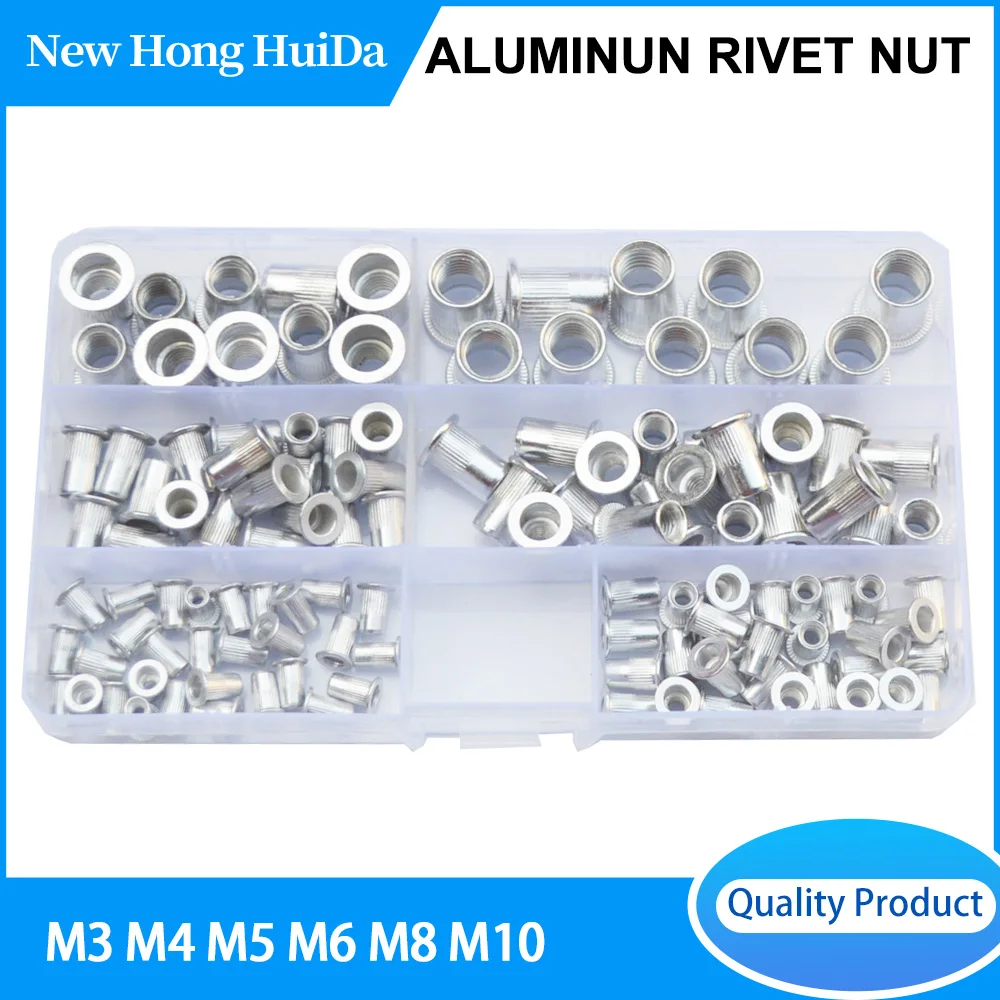 

M3 M4 M5 M6 M8 M10 Aluminum Alloy Rivet Nut Metric Thread Nutsert Insert Flat Head Rivet Nut Combination Kit Hardware Fastener