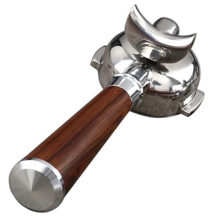 

Инструмент для кофе из нержавеющей стали, 2 носика, портафильтр для эспрессо с двойным выстрелом, 58 мм, с деревянной ручкой