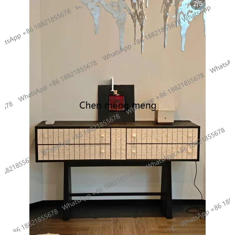 

Medieval solid wood shell Xuanguan platform, home foyer decoration table, designer storage table