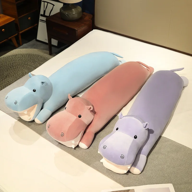 Cute Animal Hippo Long Pillow Plush Toy Hippo Doll Children's Sleeping Leg Puppet Doll Simulation Stuffed Doll Kawaii Toy Gifts