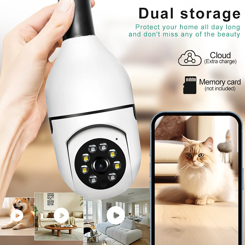 

Беспроводная PTZ-камера HD 1080P Wi-Fi умная домашняя камера безопасности ночного видения камера видеонаблюдения радионяня лампа головка розетки