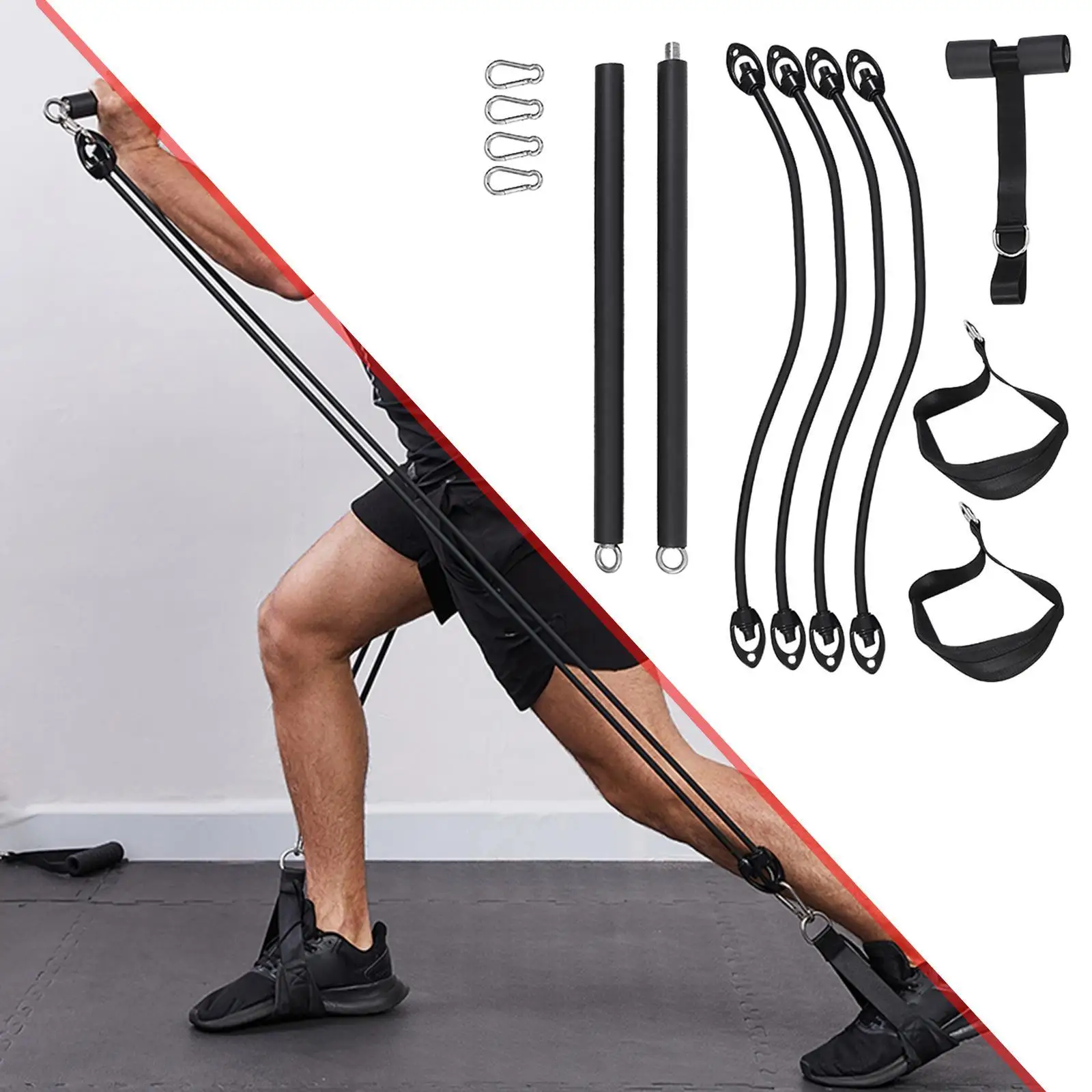 

Pilates Bar Kit Equipment Resistance Bands for Sport Exercise Toning Women