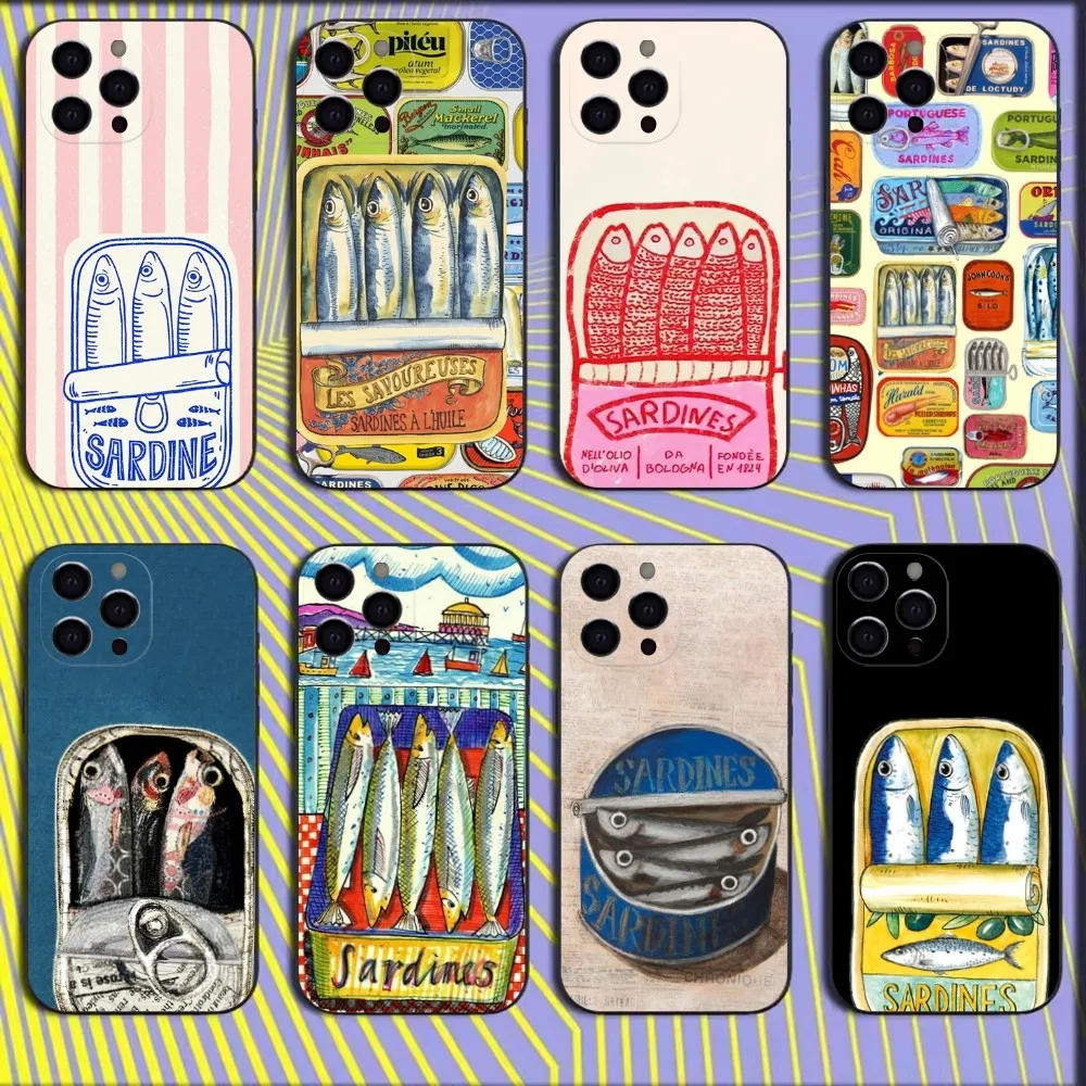 

Sardines Canned Phone Case For iPhone 16,15,14,13,12,11,Mini,Pro,SE,MAX White Matte Shockproof Cover