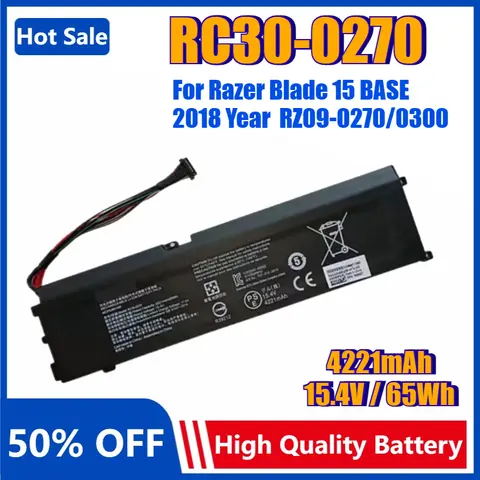 New RC30-0270 Laptop Battery for Razer Blade 15 BASE 2018 2019 Year RZ09-0270/0300 RZ09-0300 RC30-0270 Replacement Bateria 15.4V