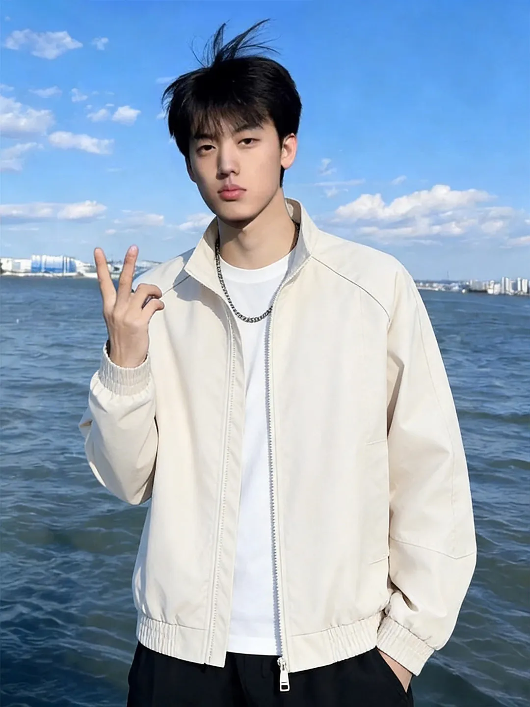 

Cleanfit Deconstructed Workwear Jaet Men's Spring Outerwear American Sle Pilot Jaet Stand Collar Slim Fit Baseball orm