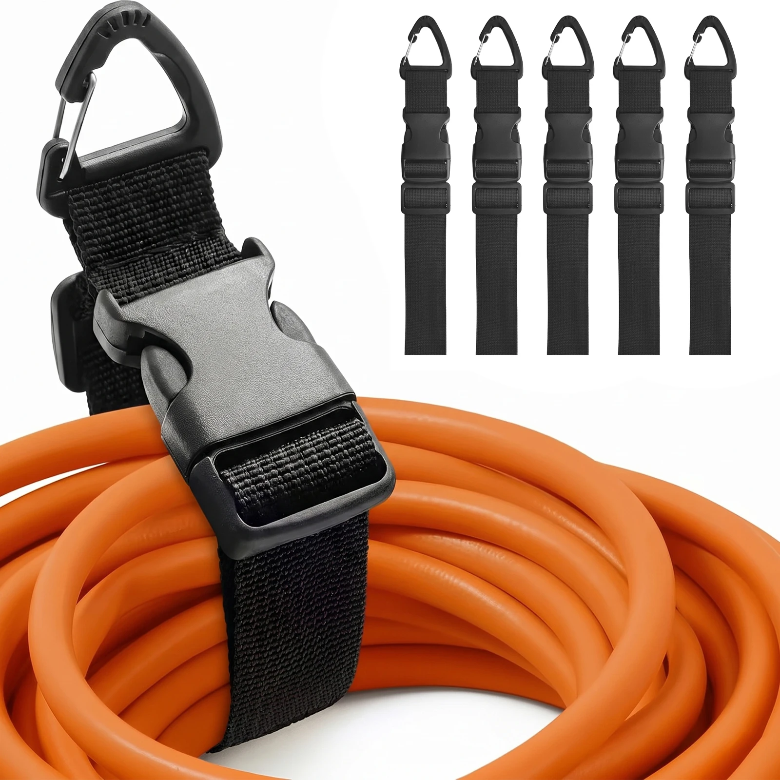 45cm Schwarzer Verstellbarer Kabelorganisator mit 3-Achsen-Schnalle - Robuster Aufbewahrungsgurt für Werkstatt & Garage – Detail 7