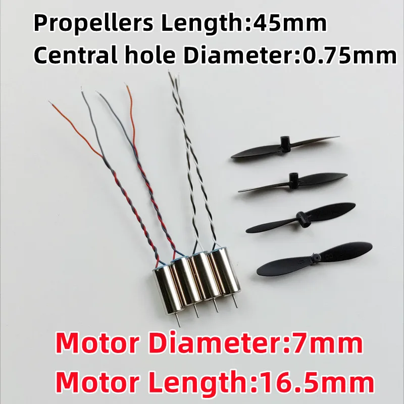 4pcs 716 Hollow Cup Motor Coreless Motors 4pcs 45mm Propeller Props Spare Parts Quadcopter Drone