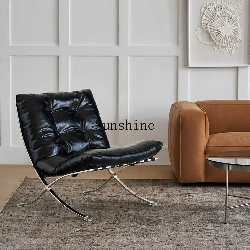 Casual retro minimalist style first layer cowhide single sofa chair