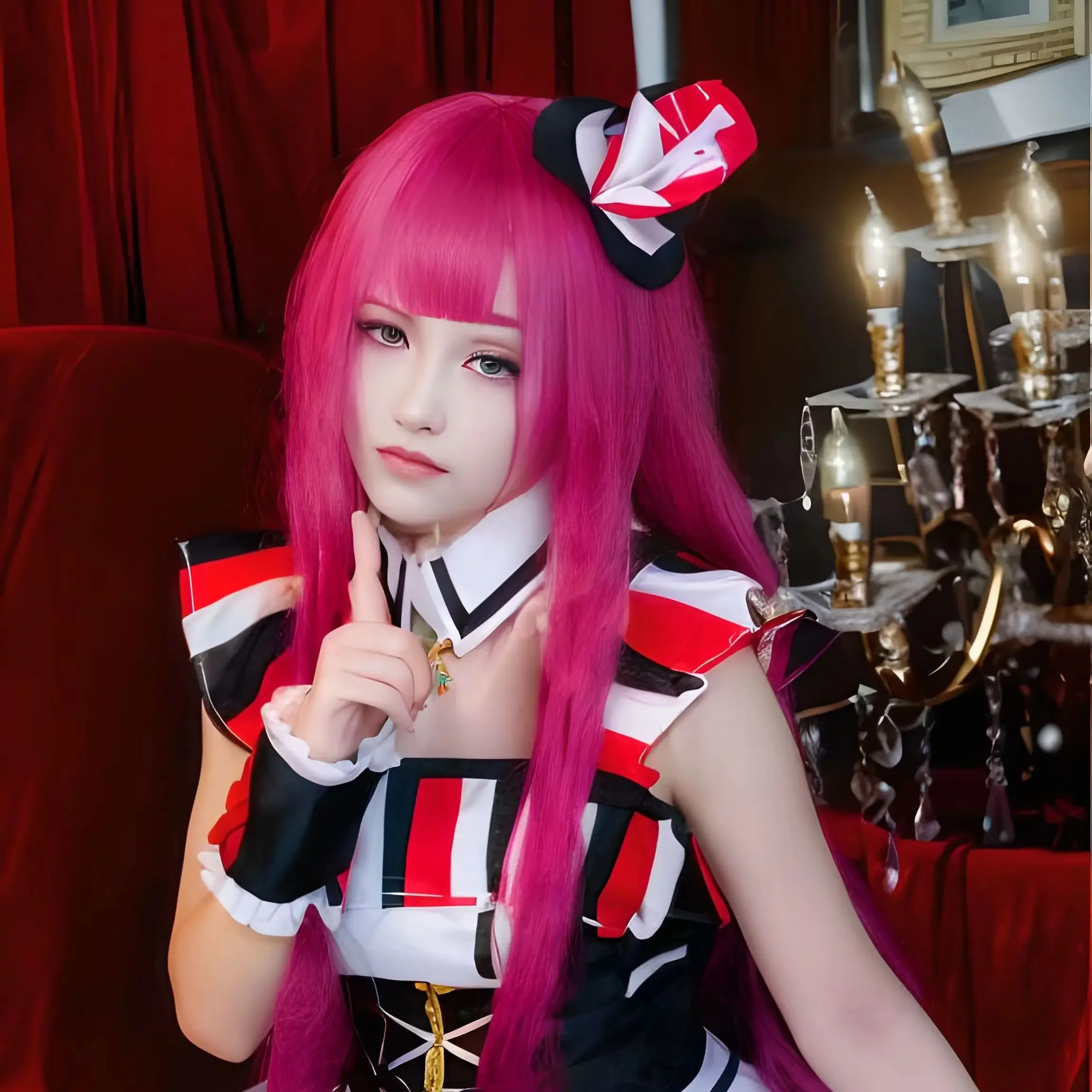 

Anime Pripara Hojo Sophy Cosplay Wig 80cm Long Rose Red Hair Game cosplay Wig