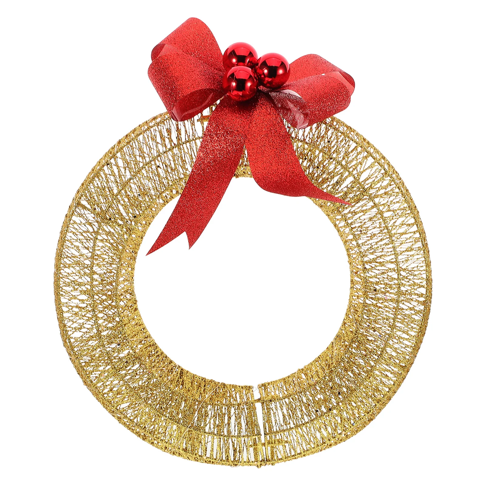 

Christmas Wreath LED Warm Lights Metallic Bow Holiday Decor Indoor Outdoor Front Door Glowing Winter Holiday Wreath