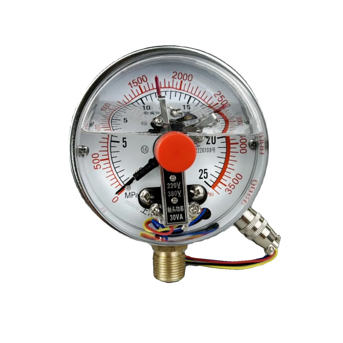 YNXC100 Shock-resistant Electric Contact Pressure Gauge Vacuum Control Upper and Lower Limits 220V380VDC24V