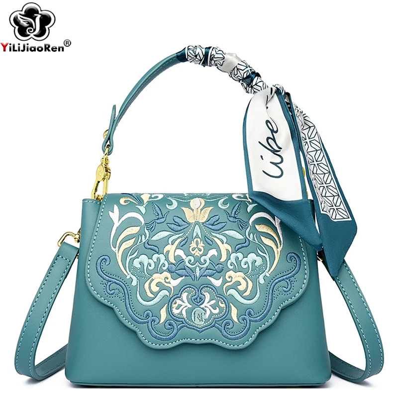 Moda wyszywana torba na ramię kobiet projektant wysokiej jakości skórzana torebka torebka damska mała torba Crossbody kurierska kobieta