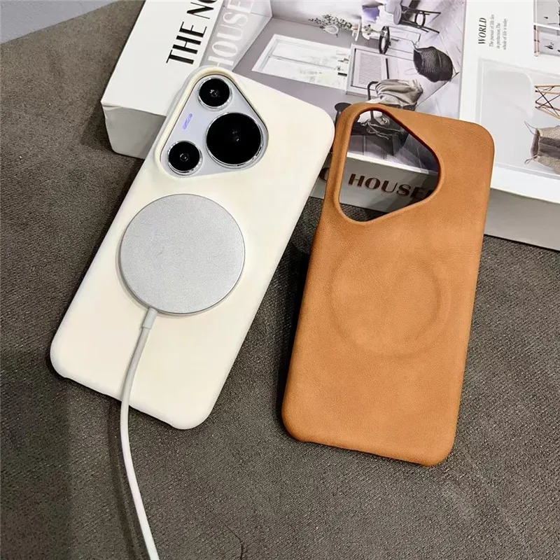 For Huawei Pura 80 70 P80 P70 P60 P50 P50E P40 Pro Plus Ultra For Magsafe PC + PU Leather Case Back Cover Protector Shell
