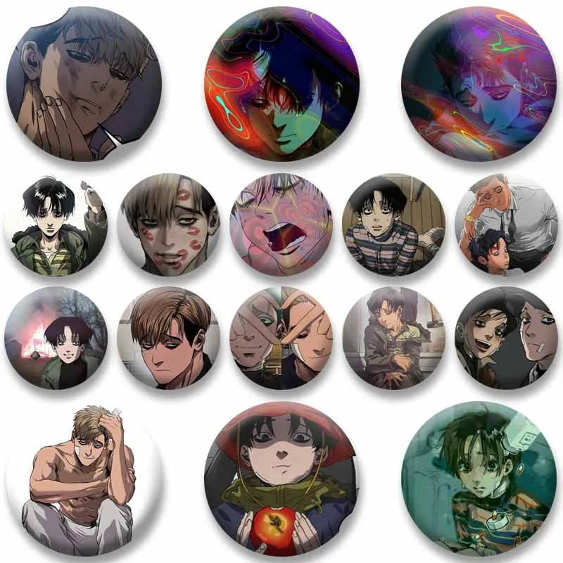 Sangwoo Bum Yoon Cartoon Role Brooch Korean Mahwah Round Badges Pins Bag Clothing Shoes Hat Jewelry Accessories Gifts for Friend