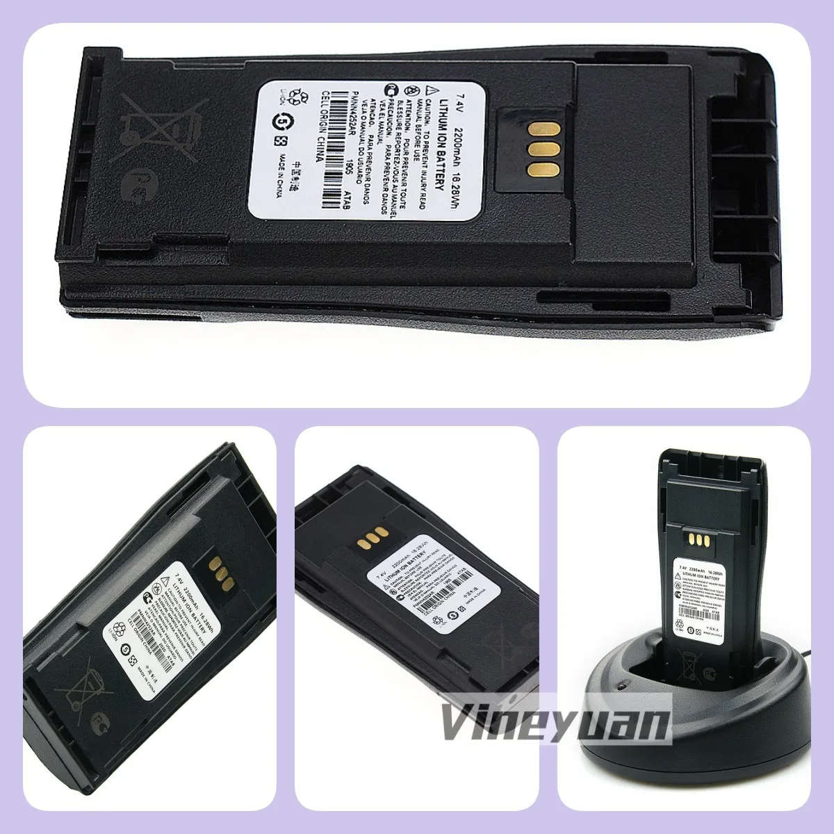 Imagem -03 - Substituição Li-ion Bateria para Motorola Cp040 Cp140 Cp160 Cp180 Cp150 Cp200 Dp1400 Rádio em Dois Sentidos 10 Peças 2200mah Pmn4252ar