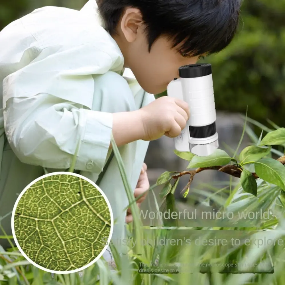 Microscope de poche à grossissement 60-200x, lumière LED optique HD, conception Portable, alimenté par batterie