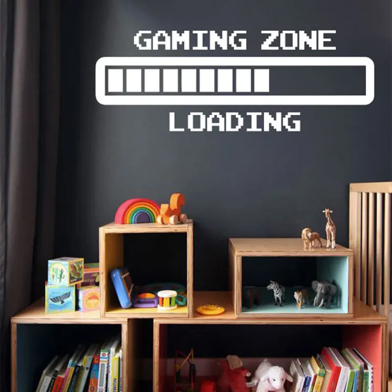 Gaming Zone Retro Loading Wall Art Stickers Gamer Vinyl Decals Home Decor for Boys Room Teens Bedroom Wallpaper Murals Z608