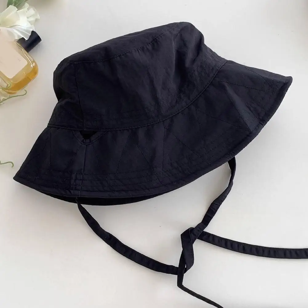 Lace-up Fisherman Hat Summer Adjustable Wide Brim Sunhat Women Bucket Hats Windbreak Windproof Rope Sunshade Basin Hat