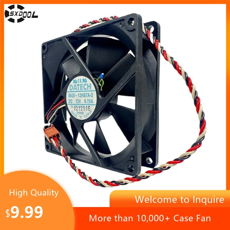 

DATECH 0925-12HBTA-2: 92x92x25mm 12V 0.7A Dual Ball Bearing Fan with Thermal Sensor (3-Wire, Low Noise at Normal)