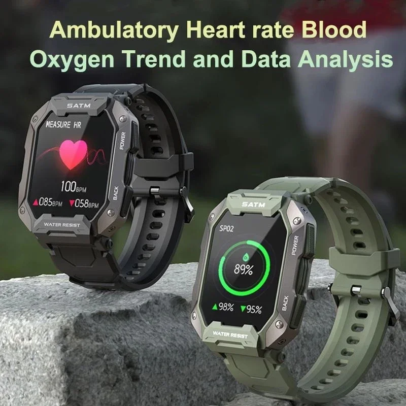 Original C20 Military Smart Watch Men Camouflage Army Outdoor IP68 5ATM Waterproof Sports Heart Rate Blood Oxygen Smartwatch