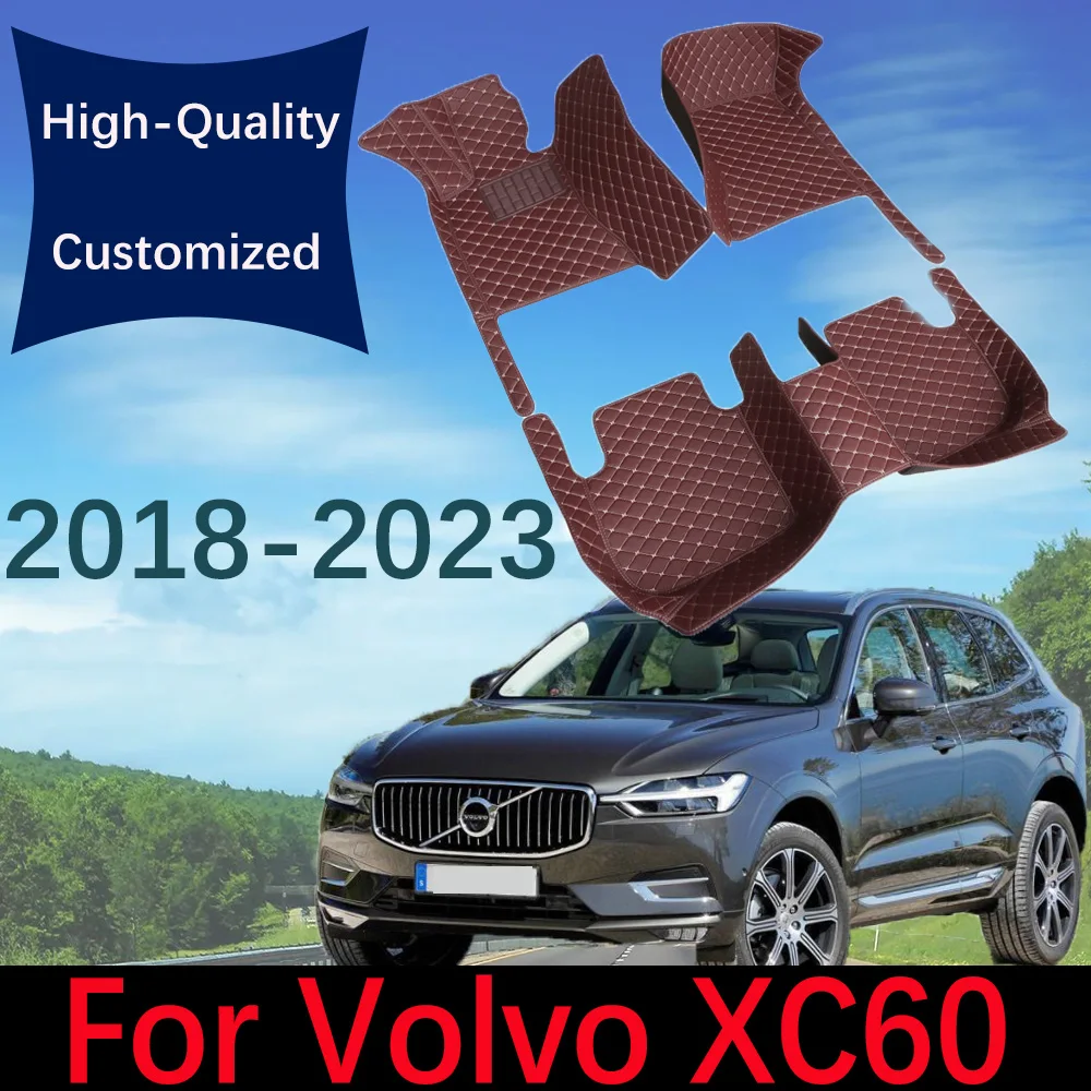 

Custom Leather Car Floor Mats For Volvo XC60 2018~2023 Fashion Automobile Carpet Rugs Foot Pads Interior Accessories