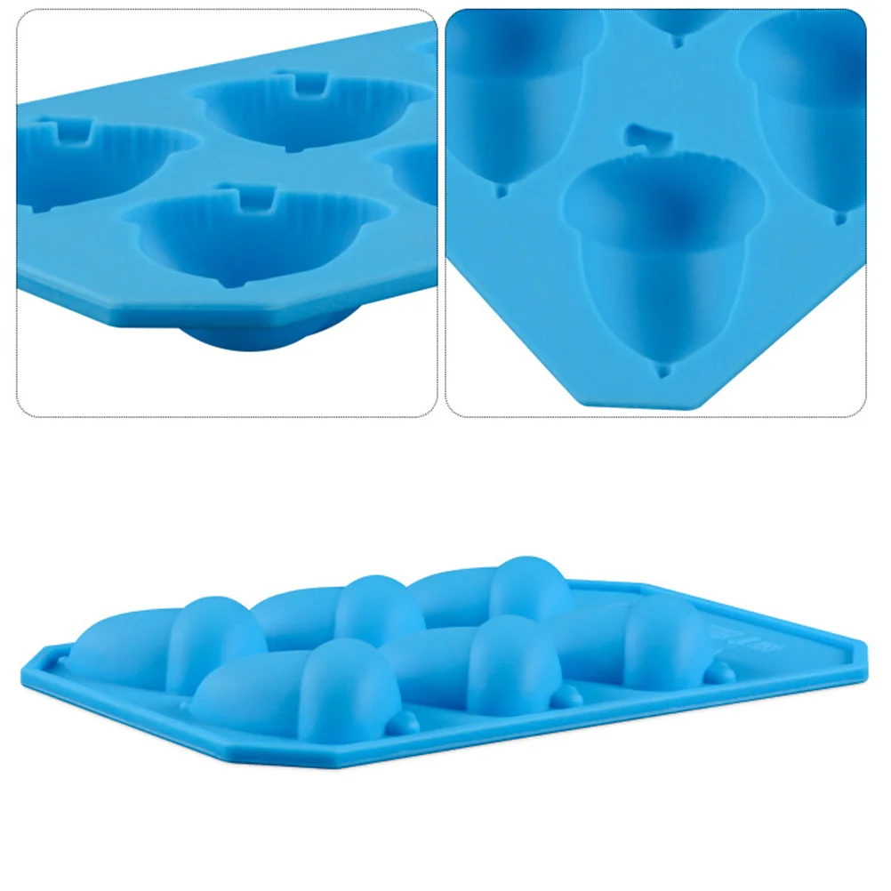 6 Cell Silicone Acorn Pine Nuts Cake Mold for Chocolate Jelly Candy Soap Ice Cube Tray Whisky Bar Party Drink Tools (Random