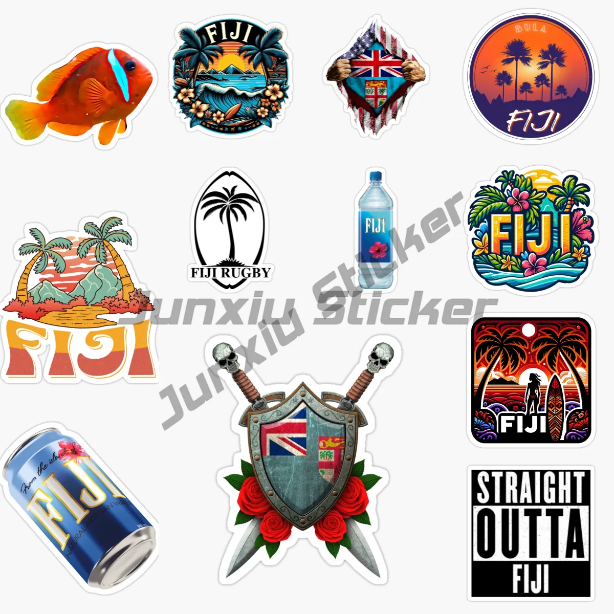 FIJI landscape Flag Code Vinyl Self-adhesive Car Sticker Laptop Bumper Car Automotive Accessorie Home Appliance Decorative Decal
